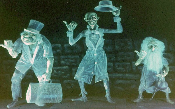 Picture of the three hitchhiking ghosts from Disney's Haunted Mansion