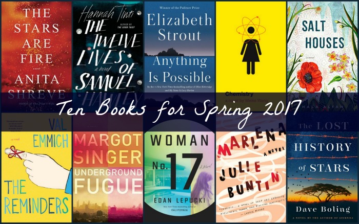 Collage of Ten Books for Spring 2017 from novel Visits.