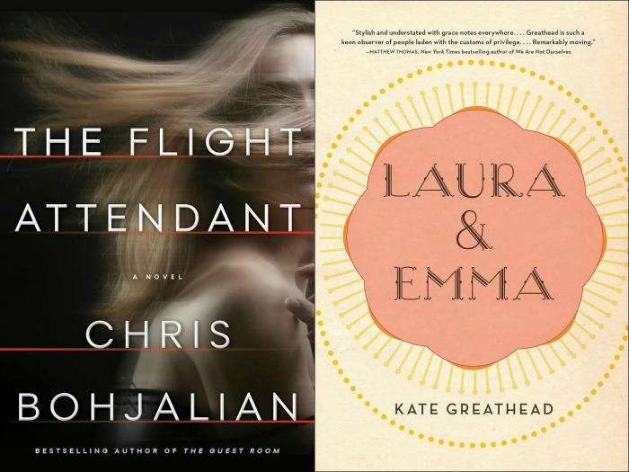 The Flight Attendant by Chris Bohjalian and Laura & Emma by Kate Greathead