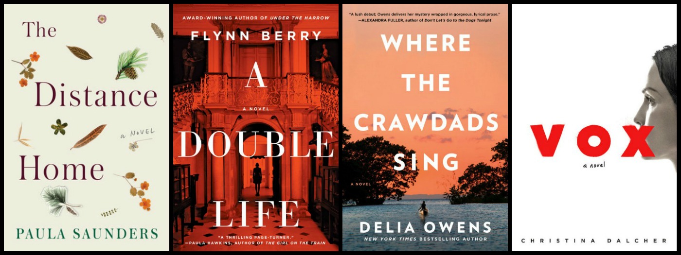 Novel Visits' My Week in Books for 8/13/18: Last Week's Reads - The Distance Home by Paula Saunders, A Double Life by Flynn Berry, Where the Crawdads Sing by Delia Owens, Vox by Christina Dalcher