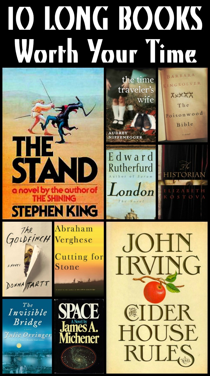 Novel Visits: 10 LONG BOOKS Worth Your Time - Today's Top Ten Tuesday features favorite LONG BOOKS (500+ pages) I haven't talked about much in earlier posts. When I finish a LONG BOOK it's almost always a favorite. No way will I slog through more than 500 pages of a book I'm not enjoying!