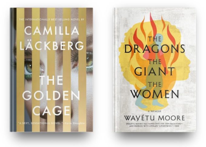 The Golden Cage by Camilla Lackberg and The Dragons The Giants The Women by Wayetu Moore